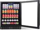 Newair 24" Beverage Refrigerator 177 Can Capacity, Black Stainless Steel Mini Fridge with Built-in Cooler and Glass Door, Cool your Soda, Beer, and Beverages to 37F