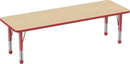Factory Direct Partners FDP Rectangle Activity School and Classroom Kids Table (24 x 72 inch), Chunky Toddler Legs, Adjustable Table Height 15-24 inches - Maple Top and Red Edge by CozyNest Decor