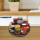 12" Lazy Susan Turntable Organizer with Higher Metal Sides, Wooden Lazy Susan Spice Rack Organization and Storage for Cabinet,Kitchen,Countertop,Table Top,Dining Table,Coffee Bar Decor by CozyNest Decor