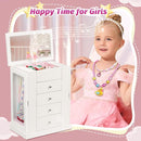 Jewelry Box for Girls, Musical Jewelry Box with Spinning Dancer Gifts for Little Girls Christmas New Year Birthday Children's Day, 5 Layer Large Wooden Kids Music Jewelry Organizer Box(White) by TinyTreasures Baby Boutique