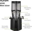 Hurom H320 Cold Press Juicer Machine, Easy to Clean Masticating Slow Juicer, Coarse Strainers, Self-Feeding, Hands Free, Family Size, Quiet Motor, Easy Assembly (Black) by CozyNest Decor