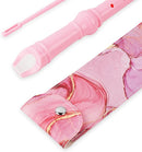 Recorder Instrument for Beginner Kids Adults,8-Hole Soprano Descant Recorder Music Flute with with Cleaning Rod & Leather Case For School Student Home Entertainment(2-Pink Splash-ink) by TinyTreasures Baby Boutique