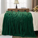 NEWCOSPLAY Faux Fur Throw Blanket Dark Green 3D Ribbed Plush Thick Warm Blanket for Couch Sofa Bed 850GSM (Dark Green Ribbed, Throw(50"x60")) by CozyNest Decor