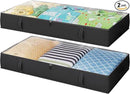 2-Pack Under Bed Storage, 6 Inches Tall Closet Organizers and Storage Bins with Sturdy Sidewalls/Bottom/4 Handles, Black by CozyNest Decor