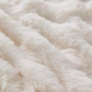 Lotus Karen Queen Size Faux Fur Blanket - Cream White Big Bubble Rabbit Fluff, 90x90 Inches by CozyNest Decor