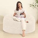 Memory Foam Bean Bag Chair for Adults/Teens, Bean Bag Sofa with Fluffy Removable Cover, for Living Room Bedroom, 4FT White by CozyNest Decor