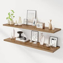 55" Floating Shelves for Wall, 12" Deep Slim Walnut Floating Shelves, Wall-Mounted Shelves for Bedroom, Living Room, Kitchen, Bathroom - Set of 2 by CozyNest Decor