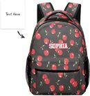 Red Cartoon Cherry Custom Kids Backpack 16.5 Inch for Boy Girl, Personalized Waterproof Child School Travel Bag with Name by TinyTreasures Baby Boutique