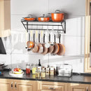 OROPY 31 Inch Wall Mounted Pot Rack Storage Shelf with 2 Tier Hanging Rails 14 S Hooks included, Ideal for Pans, Utensils, Cookware - Black by CozyNest Decor