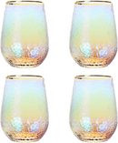 Festive Lustered Iridescent Stemless Wine - Set of 4