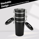 malmo Coffee Canister Set of 3, Airtight Coffee Container with Date Tracker Lid, Stainless Steel Canister for Kitchen Food Storage (Black, 180oz) by CozyNest Decor