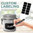 Home Intuition 4-Piece Ceramic Kitchen Canisters Set, Airtight Containers with Wooden Spoons Reusable Chalk Labels and Marker for Sugar, Coffee, Flour, Tea (Grey) by CozyNest Decor