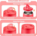Soup Thermo for Hot Food Kids 14oz Lunch Containers with Buckle Lid Wide Mouth Hot Food Jar Vacuum Insulated Stainless Steel Bento Box Leakproof with Spoon (Red) by TinyTreasures Baby Boutique