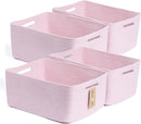 Large Storage Baskets for Organizing, Closet Shelf Baskets for Clothes Blanket Towels, Baby Nursery, Toy Bins Box, Woven Rope Baskets, 17 x 13 x 7.5”, 4 Packs Light Pink by CozyNest Decor
