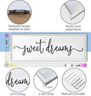 Sweet Dreams Over Bed Wall Decor 32"×12" for Master Bedroom Above Bed Wood Framed Wall Art Sign (White) by CozyNest Decor