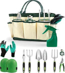 Gardening Tools - 11Pcs Heavy Duty Garden Tool Set with Non-Slip Rubber Grip,Aluminum Alloy Starter Kit with Garden Bag, Durable, Ergonomic, Ideal Gardening Gifts for Women, Mom, Men by GreenHaven Gardens