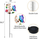 BAYN 36.3” Rain Gauge Outdoor Solar Powered 10 LEDs 7” Tube Garden Butterfly Metal Decorative Stake with Waterproof Large Glass Tube Rain Guage for Yard, Garden, Patio, Lawn by GreenHaven Gardens