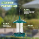 Metal Bird Feeder for Outside Hanging,Wild Bird Feeders for Cardinal, Large Roof and Tray - 6 Port by GreenHaven Gardens