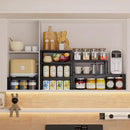 Expandable Spice Rack,Stackable Storage for Cabinet, Multi-Functional Kitchen Shelving,Height-Adjustable,Sustainable Organizer Solution(2Packs/Black/Medium) by CozyNest Decor
