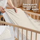 Sweety Fox 2-Pack Cotton Jersey Crib Sheets – Soft Fitted Sheets for Boys and Girls, Mini Crib Sheets, Toddler Bed Sheets (Pecan/Cream) by TinyTreasures Baby Boutique