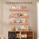 Nursery Book Shelves, 4 Pack Pink Floating Shelves for Wall, Wood Scalloped Shelves for Storage Books, Wall Book Shelf for Kids Rooms, Bedroom, Toddler Room, Baby Room, Nursery Decor by TinyTreasures Baby Boutique
