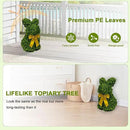 2 Pcs Artificial Bunny Shaped Topiary Trees, Artificial Green Boxwood Bunny Decorations with Gold Bow, Perfect for Indoor & Outdoor Front Porch, Easter& Garden Decor (Bunny Tree Without Base) by CozyNest Decor