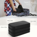DesignSter Small Travel Jewelry Box with Double Zipper, 2 Layers PU Portable Jewelry Case for Women and Girls,Travel Jewelry Organizer for Rings, Earrings, Necklaces, Bracelets,Black by TinyTreasures Baby Boutique