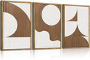 Large Abstract Brown and Beige Wall Art Set Modern Geometric Wood Grain Wall Decor Minimalist Neutral Mid Century Artwork Bohemian Art Decor for Living Room Bedroom Office-16x24Inch x3 by CozyNest Decor