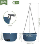 T4U 10 Inch Hanging Planters for Indoor Outdoor Plants, Hanging Baskets for Plants Pack of 2, Self Watering Hanging Pots with Drainage Hole for Garden Home Decor, Blue by GreenHaven Gardens