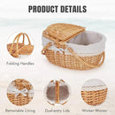 Happypicnic Wicker Picnic Basket with Handle, 15" Large Empty Picnic Basket with Lid & Removable Liner, Vintage Hand Woven Basket for Picnics, Camping, Veg Picking, Mother's Day, Thanksgiving (Solid) by GreenHaven Gardens