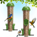 LONA Bird Feeders for Outdoors 2 Pack, Tube Feeder Weatherproof with Multiple Hanging Methods, Wild Bird Feeding Silo for Outside, 3 Port by CozyNest Decor