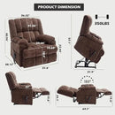 Dual Motor Power Lift Recliner Chair with Massage and Heat for Elderly People, Infinite Position, Brown Recliner Chair, Chenille Fabric Lift Chair by CozyNest Decor