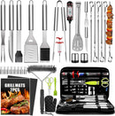 34Pcs Grill Accessories Grilling Gifts for Men, 16 Inches Heavy Duty BBQ Accessories, Stainless Steel BBQ Tools with Thermometer, Grill Mats for Backyard, BBQ Set for Men Women by GreenHaven Gardens