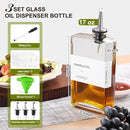 Olive Oil Dispenser Bottle for Kitchen, 3 Pack Glass Oil and Vinegar Dispenser Set, Elegant Book Design, Durable, Leak-Proof, Easy-Pour Spouts, Perfect for Kitchen, Dining Table (17oz) by CozyNest Decor