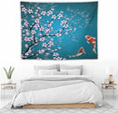 Houselerax Japanese Koi Fish Tapestry, Cherry Blossoms Asian Oriental Green Teal Flower Branch Koi Fish Carp Tapestries Wall Hanging for Bedroom Living Room Office Decor 80"x60" by CozyNest Decor