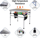 Nice C Square Table for Grill, Folding Table, Camping Table, Outdoor Table, Card Table, Height Adjustable, Mesh Bag Lightweight, Carry Handle, Aluminum (23.6"x23.6" White) by GreenHaven Gardens