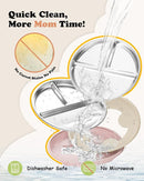 Stainless Steel Toddler Suction Plate with Lid, Deeper 9" Divided Plates with Removable Silicone Sleeves for Kids, Non Toxic & BPA Free | Unbreakable Baby Snack Dishes Set of 2,Pink & Beige by TinyTreasures Baby Boutique