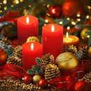 Red Flameless Candles with Remote, Flickering Battery Operated Candles with Timer, Real Wax LED Pillar Fake Candles for Christmas Party Home Decor, Set of 3 by CozyNest Decor