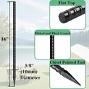 Rebar Stakes 16 Inch 20 Pack Heavy Duty Ground Anchors with Chisel Point End Long Straight Steel Tent Stakes 3/8" Thickness Metal Spikes Black Coated for Concrete Timber Camping Garden Plant by CozyNest Decor