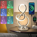 Modern Spiral Table Lamp, 7 Colors 10 Light Modes LED Nightstand Small Lamp with USB C+A Ports, Touch Dimmable Lamps for Living Room Bedroom Bedside, Unique & Cool Lamps,Silver by CozyNest Decor