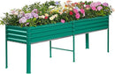 Land Guard Galvanized Raised Garden Bed with Legs, 96×24×32in Raised Garden Beds Outdoor with Drainage Holes, Planter Boxes Outdoor for Backyard, Patio, Balcony, 800lb Capacity, Green by GreenHaven Gardens