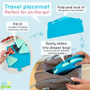 Silicone On-The-Go Snack Mat – Foldable Reusable Placemat with 3 Compartments and Lids – Travel-Friendly Baby and Toddler Snack Plate – Dishwasher Safe (Ocean) by TinyTreasures Baby Boutique
