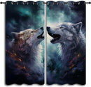 Forest Wildlife Blackout Curtains for Boys Girl Bedroom Decor,Blue Fantasy Starry Sky Howling Wolf Thermal Insulated Grommet Drapes Darkening Window Curtain for Living Room Home 84x84 inch by TinyTreasures Baby Boutique