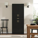 Cozy Castle Pantry Cabinet, 71" Tall Kitchen Storage Cabinet with Doors and Shelves, Freestanding Wood Cupboard Utility Hutch with Drawer for Dining Room Living Room Bathroom Furniture, Black by CozyNest Decor