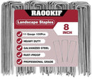 RAOOKIF 8 Inch Galvanized Garden Landscape Staples, 20/50/100/200Pcs Garden Metal Stakes, 11 Gauge Heavy Duty Ground Stakes for Decoration, Fence, Lawn, Fabric Pins by CozyNest Decor
