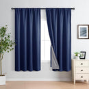 XWZO Full Shading Blackout Curtains 63 Inches Length with Tiebacks- Heat and Light Blocking Rod Pocket Window Drapes with Black Liner Backing for Bedroom/Living Room, Navy Blue, W60 x L63, Set of 2 by TinyTreasures Baby Boutique