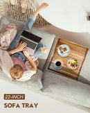 22 Inches Square Acacia Wood Ottoman Tray, Extra Large Wooden Serving Tray with Handles for Living Room, Serving Food Breakfast, Ottoman Coffee Table Couch Sofa Kitchen