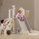 XJD 5 in 1 Toddler Slide, Kids Slide for Toddlers Age 1-3, Outdoor Indoor Playset for Toddlers with Basketball Hoop and Ball, Storage Space and Non-Slip Steps Telescope (Gley) by TinyTreasures Baby Boutique