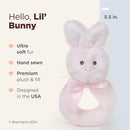 Bearington Baby Lil’ Bunny, 5.5 Inch Pink Soft Stuffed Easter Bunny Rattle, Baby Easter Gifts - Newborn Toy by TinyTreasures Baby Boutique