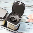 XIUDI Condiment Seal Jar Spice Container with Lids and Spoons，Clear Glass Condiment Canisters Pots Seasoning Box Salt Container Sugar Bowl Set of .Used in Kitchen, Coffee Table,Set of 3 by CozyNest Decor